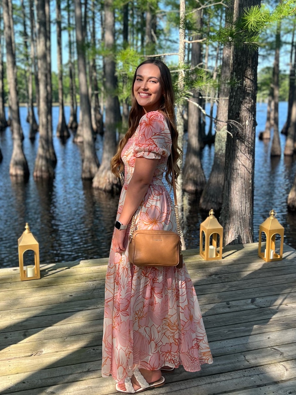Patrons of Peace Pink Floral Maxi Dress with Puff Sleeves